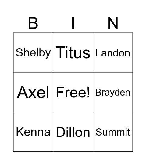 FLC Bingo Card