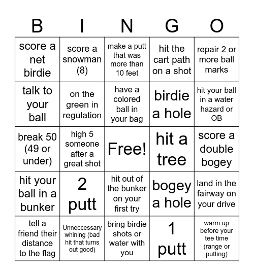 Name________________________________ Bingo Card