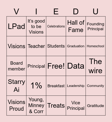 Staff Meeting Bingo Card