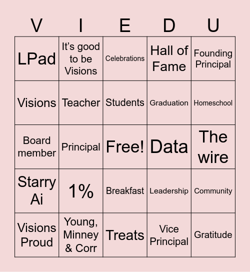 Staff Meeting Bingo Card