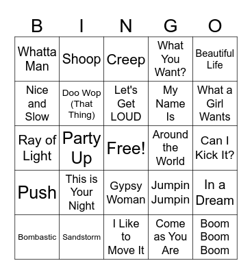 90's Bingo # 4 Bingo Card