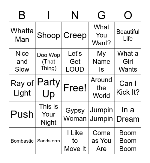 90's Bingo # 4 Bingo Card