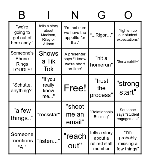 Secret Dave Bingo Card