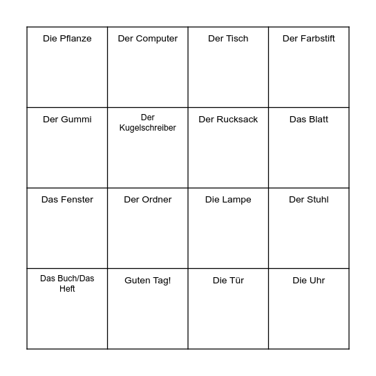 Übersetze auf Französisch! Bingo Card