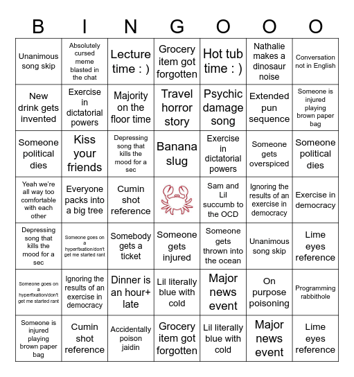 TCW 6 Bingo Card