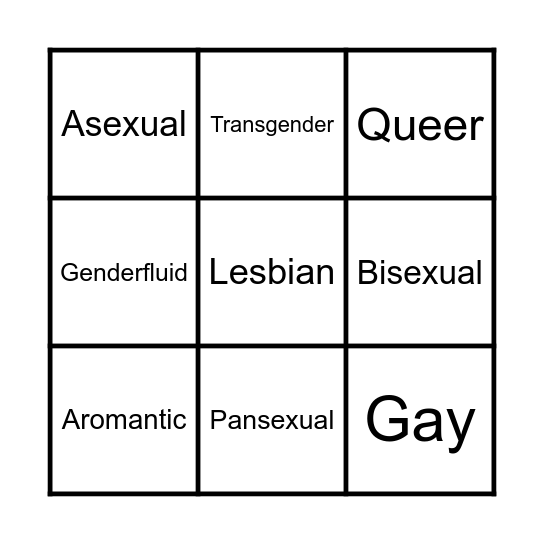 Pride Bingo Card