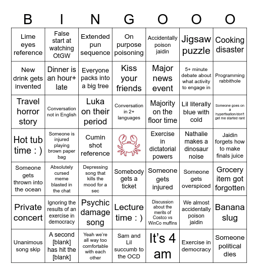 TCW 6 Bingo Card
