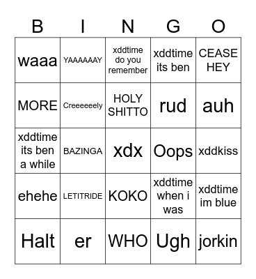 KokoNuts emote sounds Bingo Card
