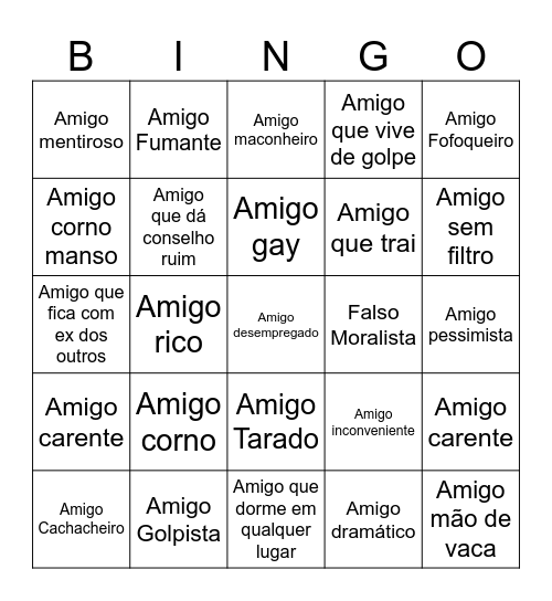 Bingo da amizade Bingo Card
