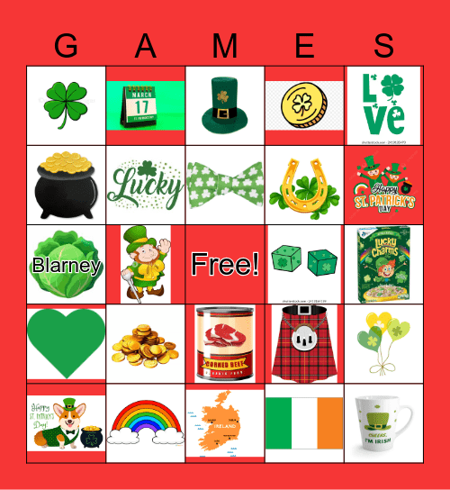 St. Patrick's Day Bingo Card