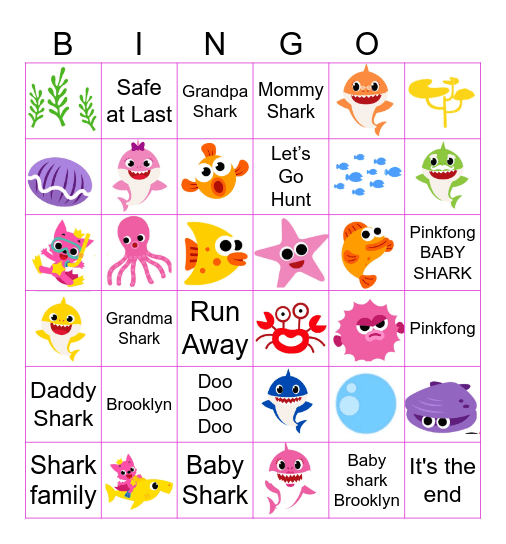 BABY SHARK Bingo Card