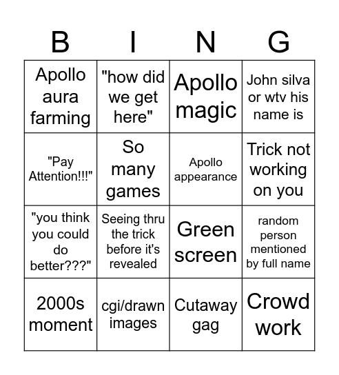Brain Games episode bingo Card