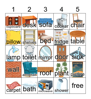 FURNITURE Bingo Card