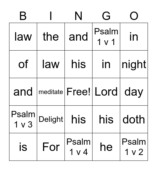 Psalm 1 Bingo Card