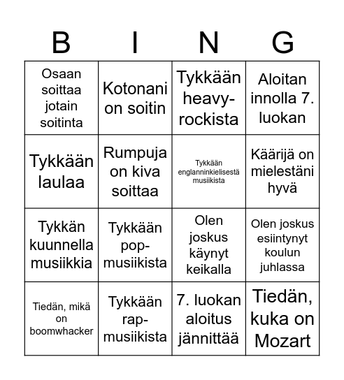 Tutustumisbingo! Bingo Card