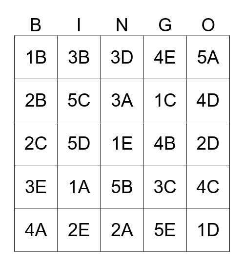 Hi Bingo Card