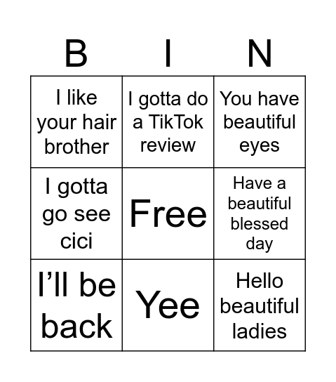 Shop Bingo Card