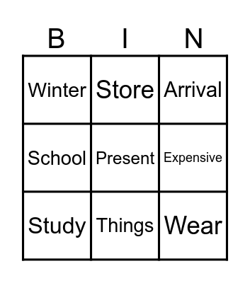 Grammar C Bingo Card