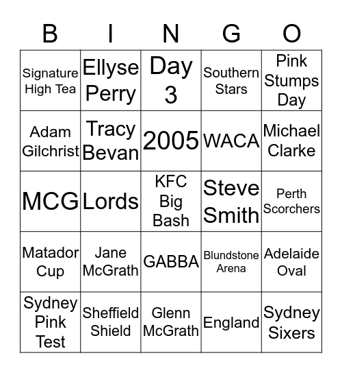 Pink Stumps Day  Bingo Card