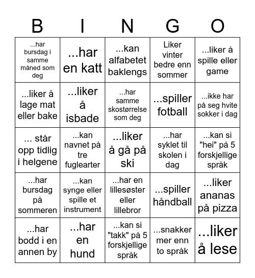 Finn noen som... Bingo Card