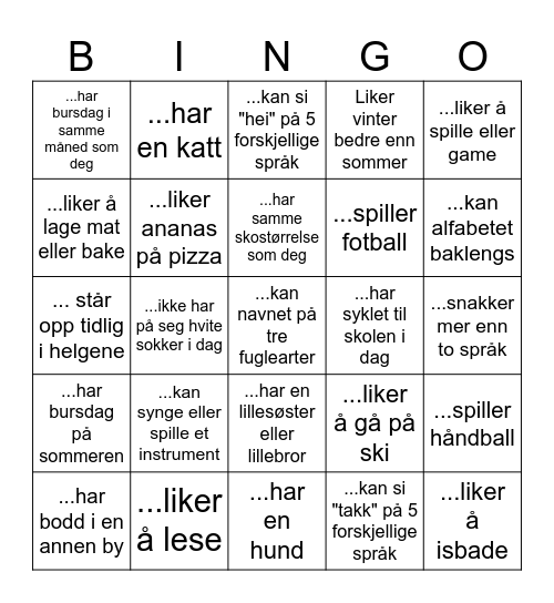 Finn noen som... Bingo Card