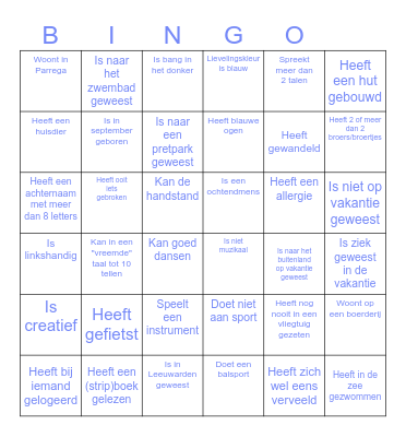 Kennismakingsbingo Card