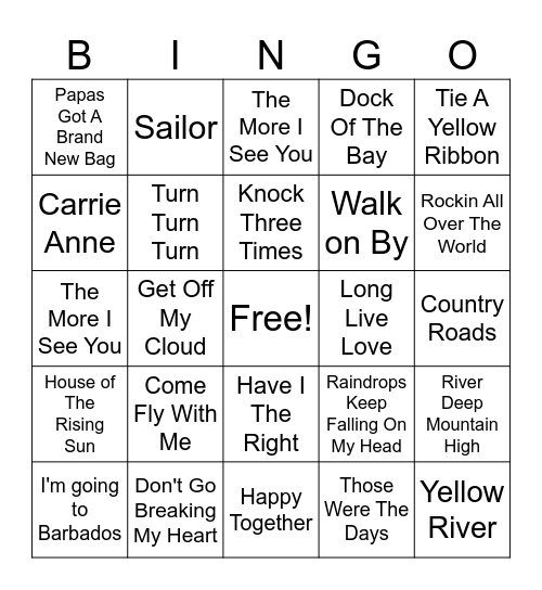 GROOVY BINGO Card