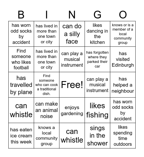 Human Bingo Card