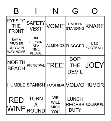 FRANKO Bingo Card