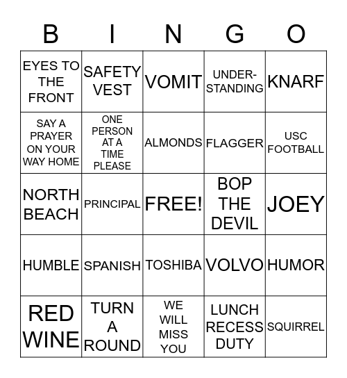 FRANKO Bingo Card