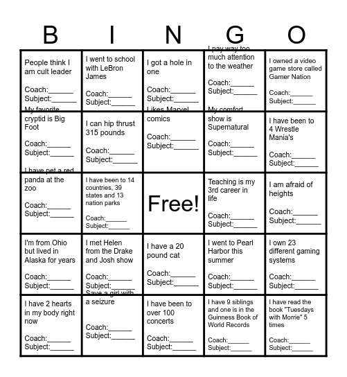 NIHF STEM 26/27 Bingo Card