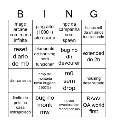 12.1 launch Bingo Card