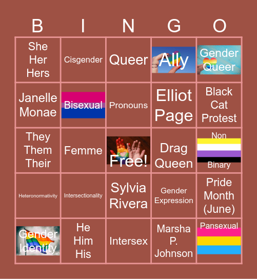 LGBTQ + Bingo Card