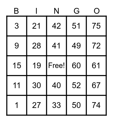FAMILY GAME NIGHT Bingo Card