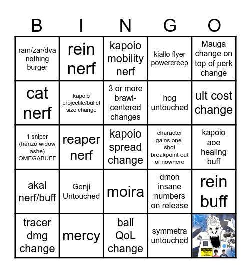 overwatch s4 patch notes bingo Card