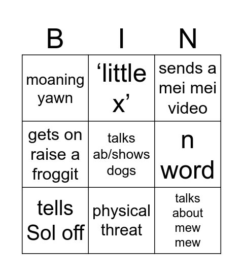 Hero bingo Card