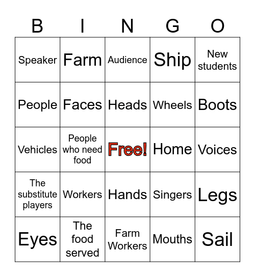 SYNECDOCHE Bingo Card