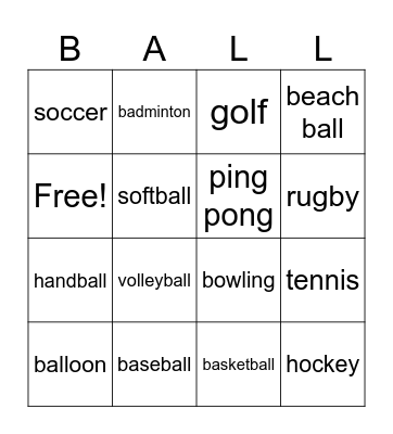 Ball BINGO Card