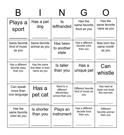 Find someone who... Bingo Card