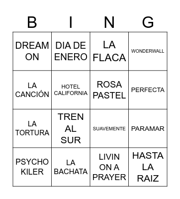 BINGO MUSICAL Bingo Card