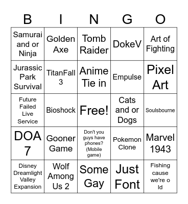 GamesCom26 Bingo Card