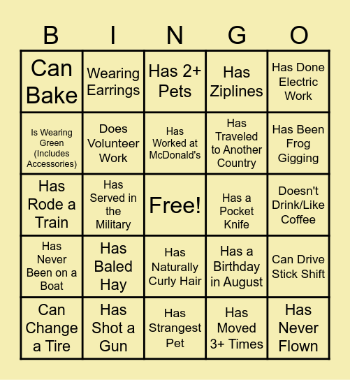 Find That Guest Bingo Card