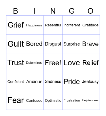 Emotional Awareness Bingo Card