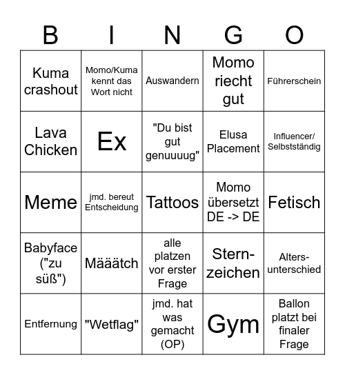 Kuma Bingo 5 Bingo Card