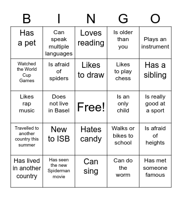 Find someone who... Bingo Card