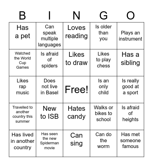 Find someone who... Bingo Card