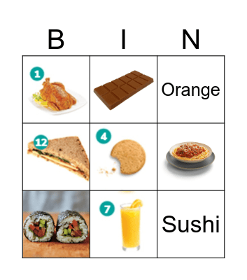 BINGO FOODS Bingo Card