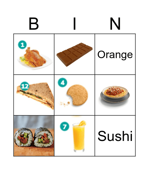 BINGO FOODS Bingo Card