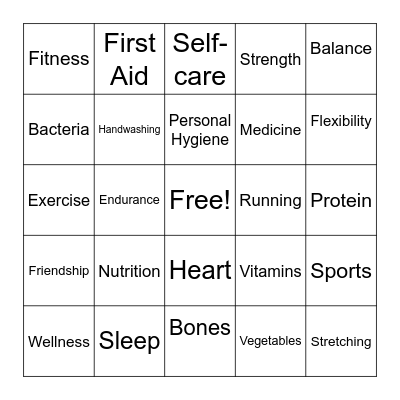 MNTMS Health Bingo Card