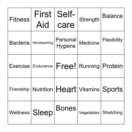 MNTMS Health Bingo Card